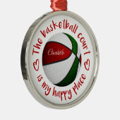 バスケットボールコートは私の幸せな場所だ メタルオーナメント (右)