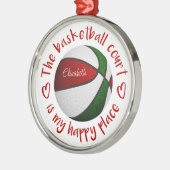 バスケットボールコートは私の幸せな場所だ メタルオーナメント (左)