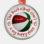 バスケットボールコートは私の幸せな場所だ メタルオーナメント (正面)