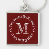 バスケットボールコートは私の幸せモノグラムのだ キーホルダー (正面)