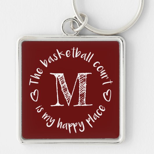 バスケットボールコートは私の幸せモノグラムのだ キーホルダー (正面)