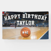 バスケットボールコートチーム番号スポーツハッピーバースデー 横断幕 (横)