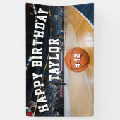 バスケットボールコートチーム番号スポーツハッピーバースデー 横断幕 (縦)