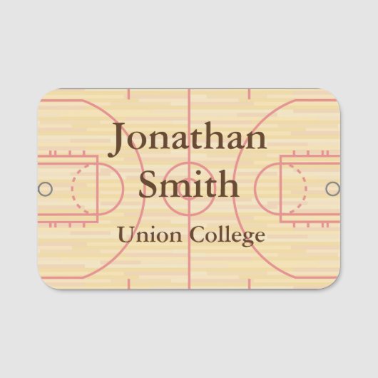 バスケットボールコートデザイン名タグ 名札 (正面)