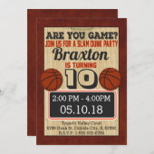 バスケットボールコート男子誕生日パーティー招待状 招待状 (正面/裏面)