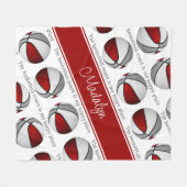 バスケットボールコート私の幸せな場所の女の子赤グレー フリースブランケット (正面(横))