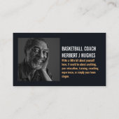 バスケットボールコート、バスケットボールプレーヤー、コーチ、写真 名刺 (裏面)