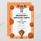 バスケットボールゴールトロフィー誕生日 招待状 (正面/裏面)