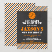 バスケットボールゴール誕生日パーティー招待状少年 招待状 (正面/裏面)