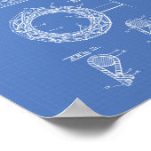 バスケットボールゴール1951特許技術青写真 ポスター (角)