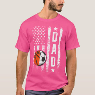 バスケットボールサッカーパパUsフラッグサッカーバスケットボールFa Tシャツ
