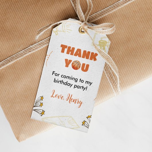 バスケットボールサンキューラベル誕生日ベビーシャワー ギフトタグ