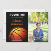 バスケットボールサンシャイン誕生日招待状と写真 招待状 (正面)