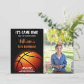 バスケットボールサンシャイン誕生日招待状と写真 招待状 (スタンド正面)