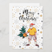 バスケットボールサンタクロースがクリスマスと遊んでいる シーズンカード (正面/裏面)