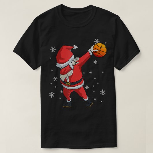 バスケットボールサンタクロースのクリスマスプレゼント Tシャツ (デザイン正面)