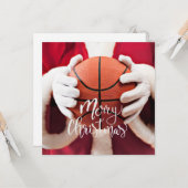 バスケットボールサンタクロース遊はクリスマスと一緒だ カード (正面/裏面インサイチュ)