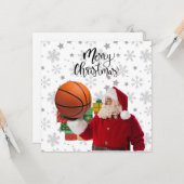 バスケットボールサンタクロース遊はクリスマスと一緒だ カード (正面/裏面インサイチュ)