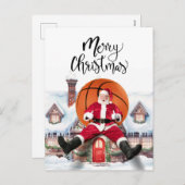 バスケットボールサンタクロース遊はクリスマスと一緒だ シーズンポストカード (正面/裏面)