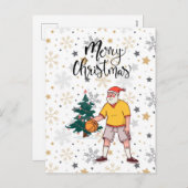 バスケットボールサンタクロース遊はクリスマスと一緒だ シーズンポストカード (正面/裏面)