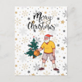 バスケットボールサンタクロース遊はクリスマスと一緒だ シーズンポストカード (正面)