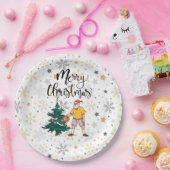 バスケットボールサンタクロース遊はクリスマスと一緒だ   ペーパープレート (パーティー)