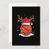 バスケットボールサンタハットトナインダクリスマスライトおもしろい 招待状 (正面/裏面)