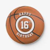 バスケットボールシックスデイスウィート16ハッピーバースデー ペーパープレート (正面)