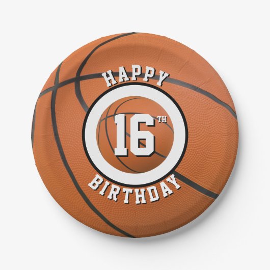 バスケットボールシックスデイスウィート16ハッピーバースデー ペーパープレート (正面)