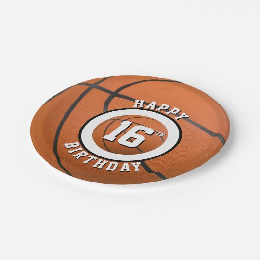 バスケットボールシックスデイスウィート16ハッピーバースデー ペーパープレート (アングル)