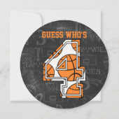 バスケットボールシャルボード4th誕生日パーティー 招待状 (正面)