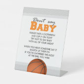 バスケットボールシャワー言わないベビーパーティーゲームサイン 台座サイン (正面)