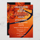 バスケットボールシーズンの男子の女子エンドのチームパーティー 招待状 (正面/裏面)