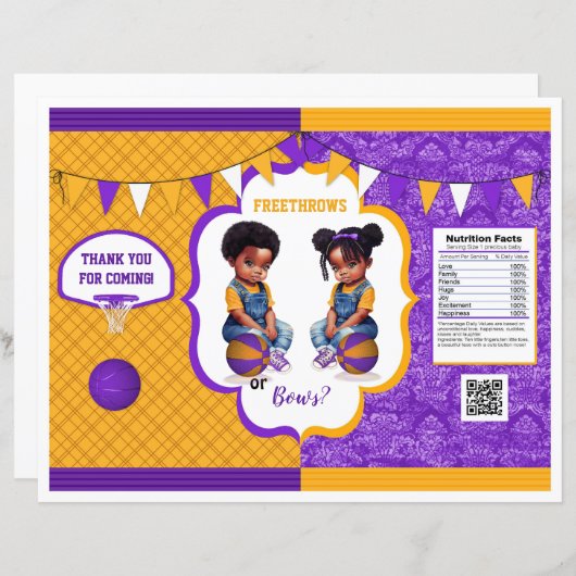 バスケットボールジェンダーリビールチップバッグパープル&金ゴールド (正面/裏面)