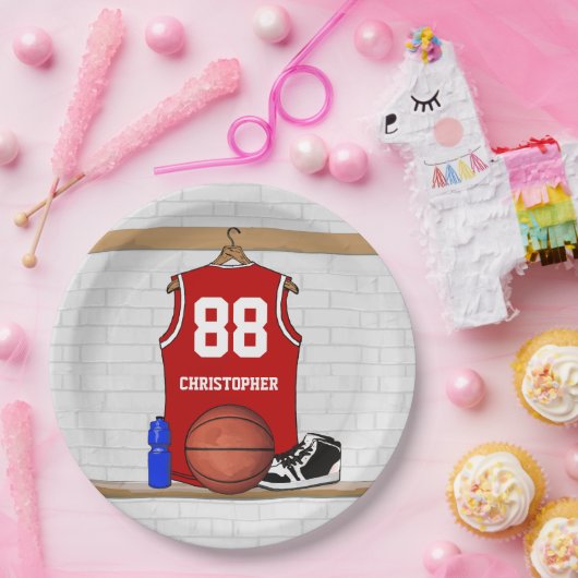 バスケットボールジャージーの木枠 ペーパープレート (パーティー)