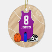 バスケットボールジャージーオンコートマゼンタ セラミックオーナメント (左)