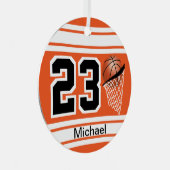 バスケットボールジャージースタイル | DIY文字 |オレンジ メタルオーナメント (正面右)