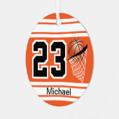 バスケットボールジャージースタイル | DIY文字 |オレンジ メタルオーナメント (正面左)