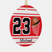 バスケットボールジャージースタイル | DIY文字 |赤 セラミックオーナメント (右)