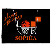 バスケットボールスウッシュブラック誕生日ラージ抱き枕 ラージペーパーバッグ (裏面)