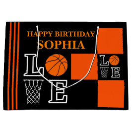 バスケットボールスウッシュブラック誕生日ラージ抱き枕 ラージペーパーバッグ