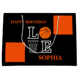 バスケットボールスウッシュブラック誕生日ラージ抱き枕 ラージペーパーバッグ