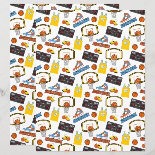 バスケットボールスクラップブック紙 (正面/裏面)