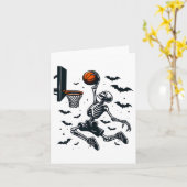 バスケットボールスケルトンハロウィーンスケルトンバスケットボール カード (黄色い花)