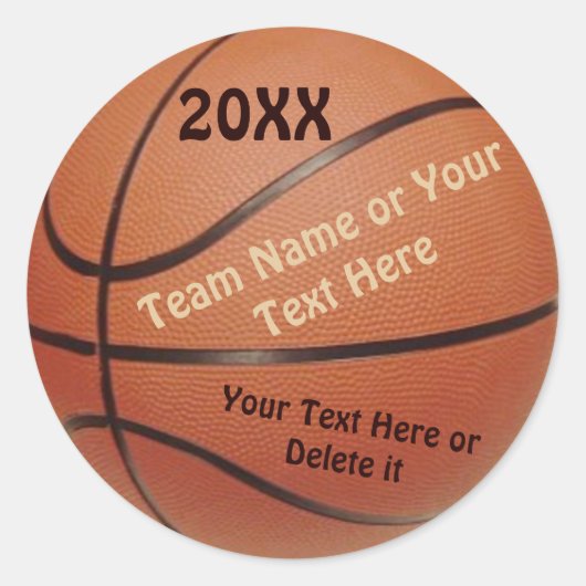 バスケットボールスタンプ、タイプYEAR、チーム、メッセージ ラウンドシール (正面)