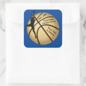 バスケットボールスタンプYOUR COLORSと3文字 スクエアシール (バッグ)