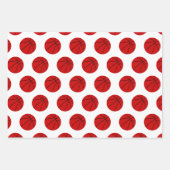 バスケットボールスノーフレークレッドブラック&ホワイトクリスマス ラッピングペーパーシート (正面2)