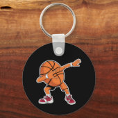 バスケットボールスポーツおもしろい選手のデブ キーホルダー (正面)