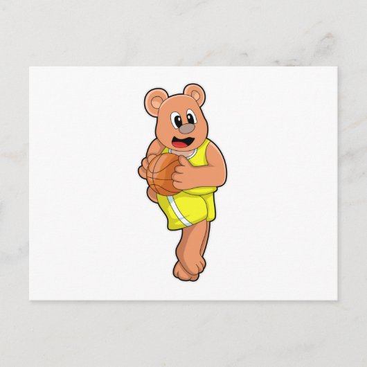 バスケットボールスポーツでのクマ ポストカード (正面)