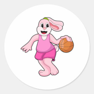 バスケットボールスポーツでウサギ ラウンドシール